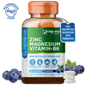 Chewable Magnesium Glycinate with Zinc and Vitamin B6 Plus Bacillus Coagulans Supplement for Men and Women